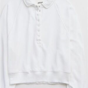 NEVER WORN- Aerie White Collared Sweatshirt-XXL